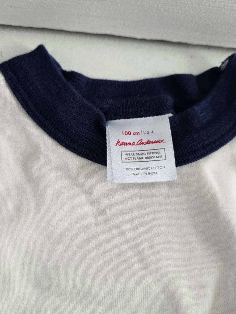 Hanna Andersson Red Reindeer Stripe Pajama Set with Navy Trim